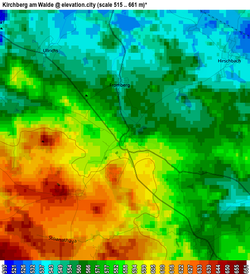 Kirchberg am Walde elevation map