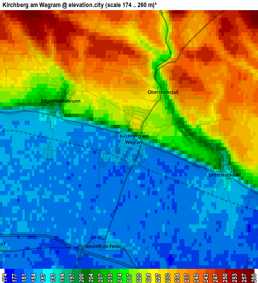 Kirchberg am Wagram elevation map