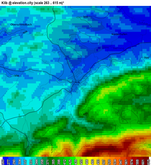 Kilb elevation map