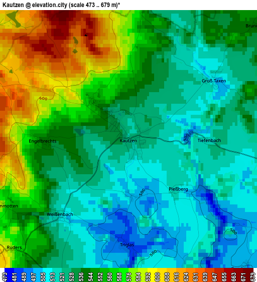 Kautzen elevation map