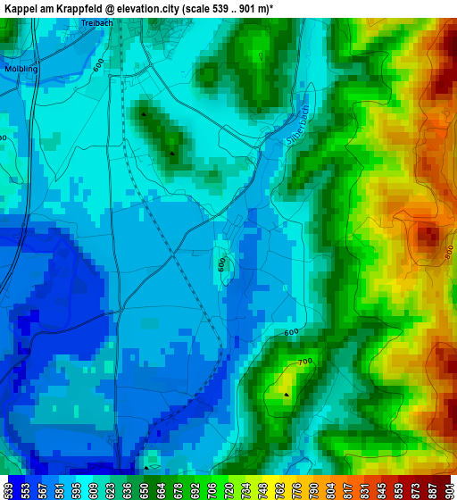 Kappel am Krappfeld elevation map