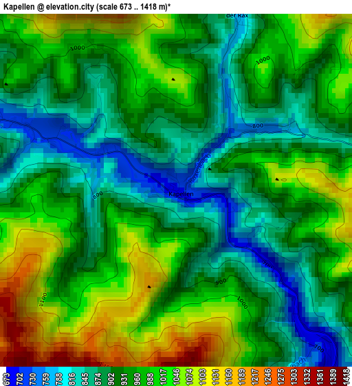 Kapellen elevation map