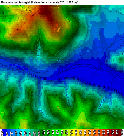 Kammern im Liesingtal elevation map