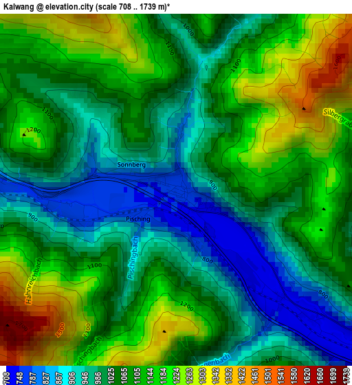 Kalwang elevation map