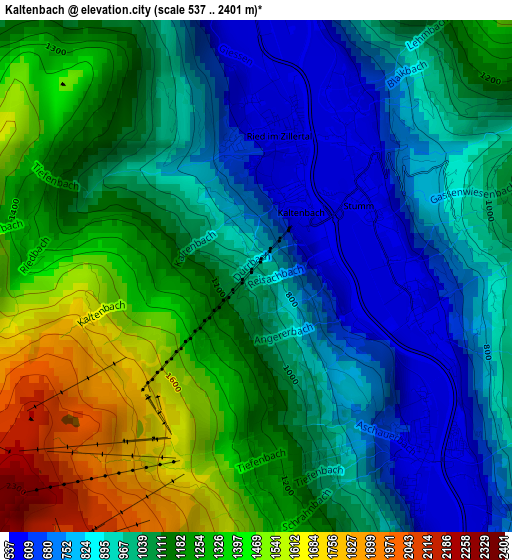 Kaltenbach elevation map