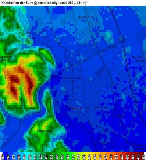 Kaindorf an der Sulm elevation map