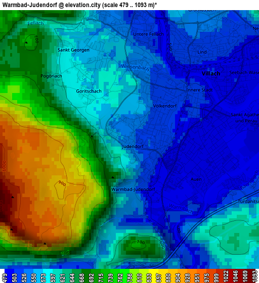 Warmbad-Judendorf elevation map