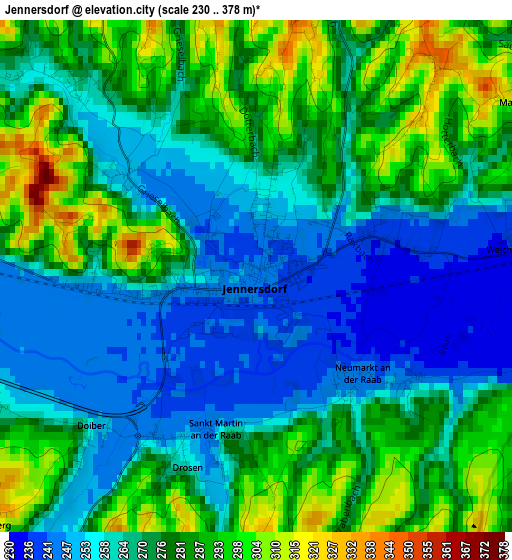 Jennersdorf elevation map