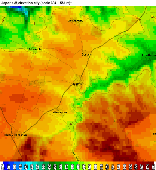 Japons elevation map