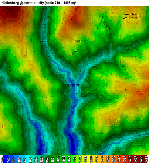 Hüttenberg elevation map