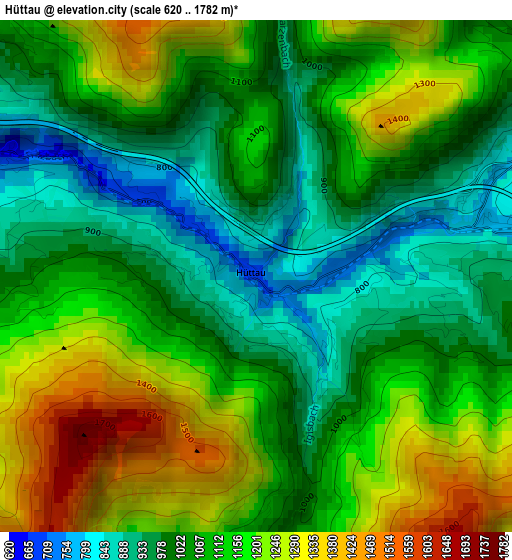 Hüttau elevation map