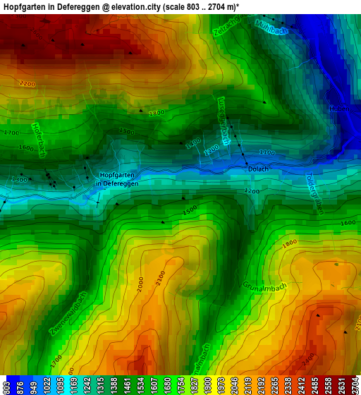 Hopfgarten in Defereggen elevation map