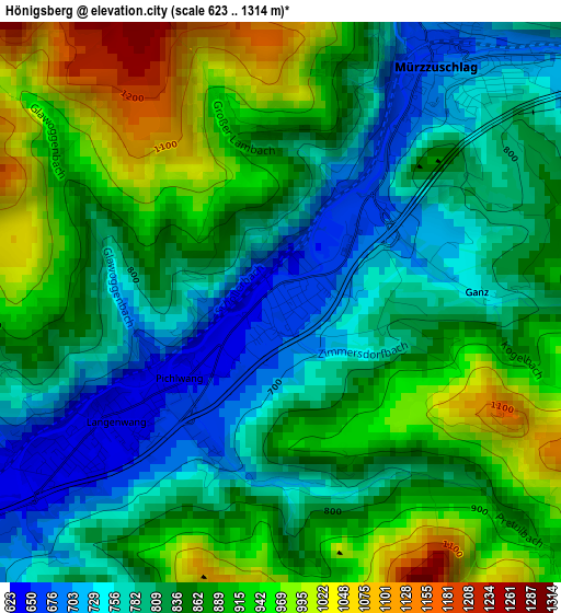 Hönigsberg elevation map