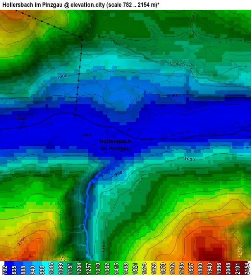 Hollersbach im Pinzgau elevation map