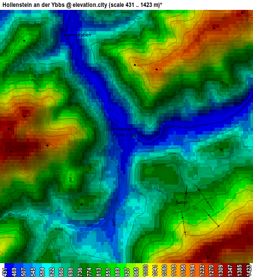 Hollenstein an der Ybbs elevation map