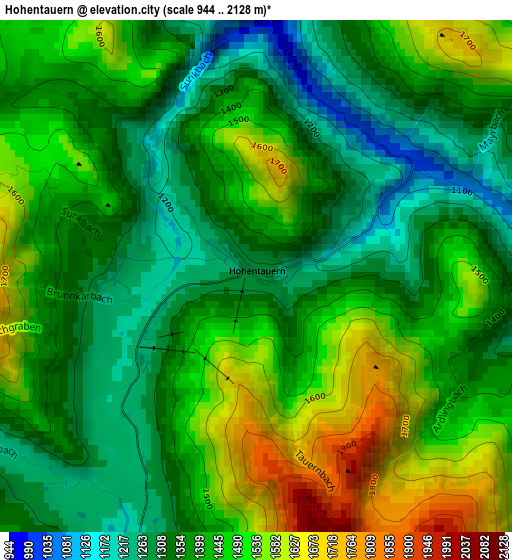 Hohentauern elevation map