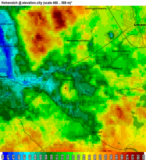 Hoheneich elevation map