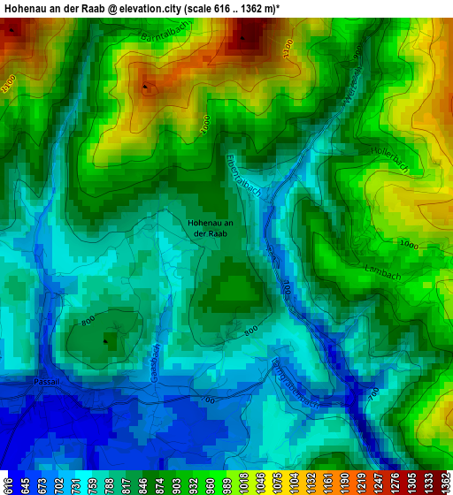 Hohenau an der Raab elevation map