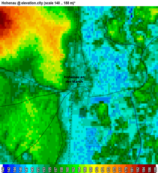 Hohenau elevation map