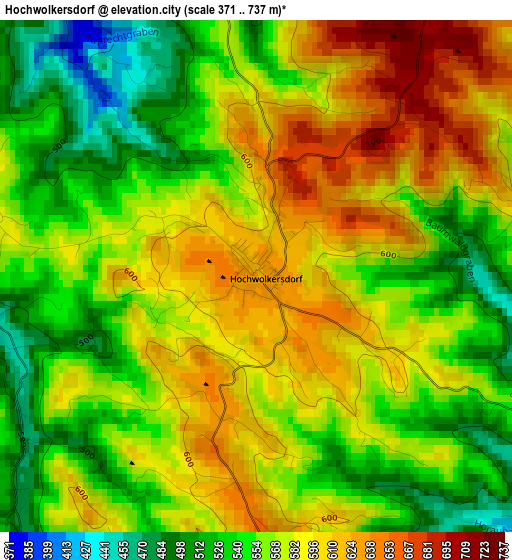 Hochwolkersdorf elevation map