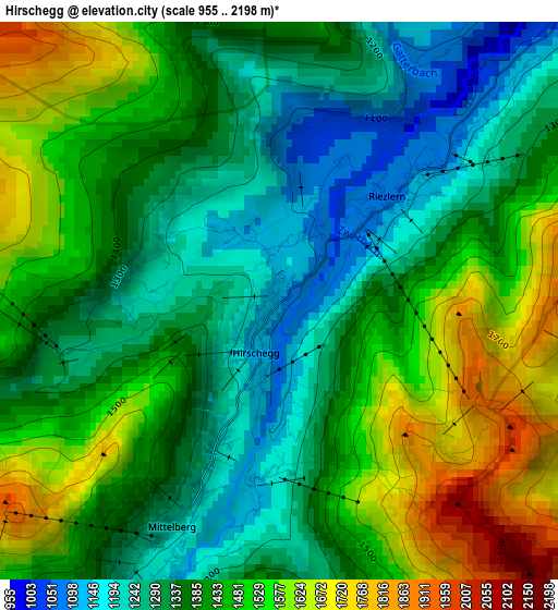 Hirschegg elevation map