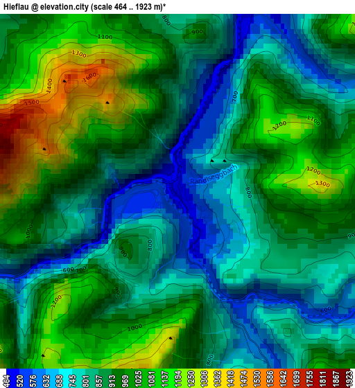 Hieflau elevation map