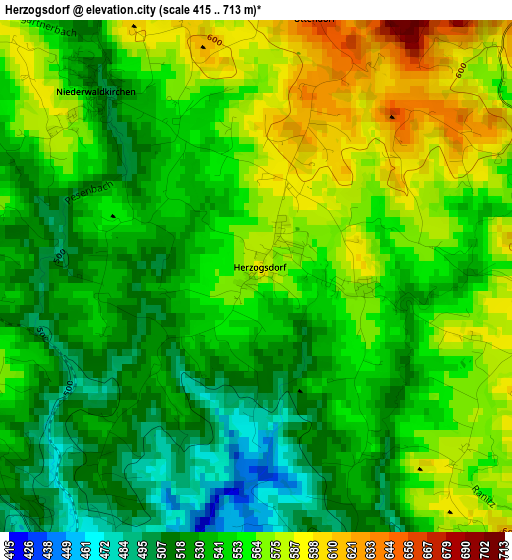 Herzogsdorf elevation map