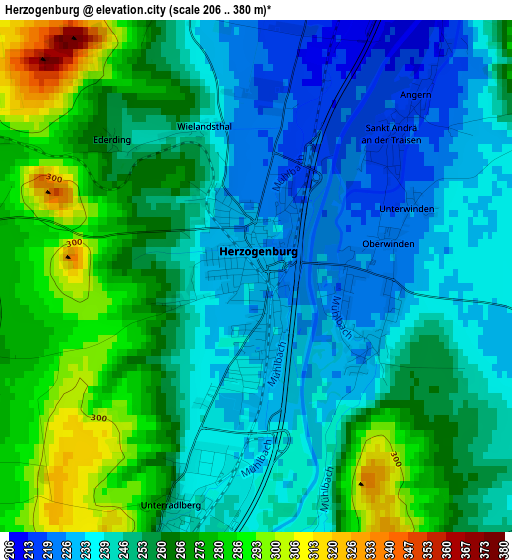 Herzogenburg elevation map