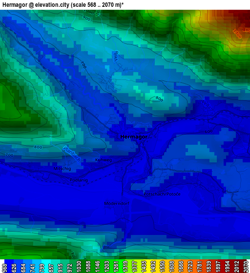 Hermagor elevation map