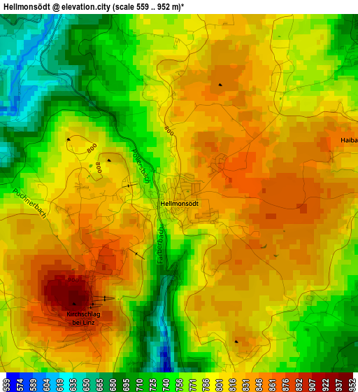 Hellmonsödt elevation map