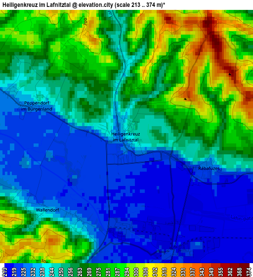 Heiligenkreuz im Lafnitztal elevation map