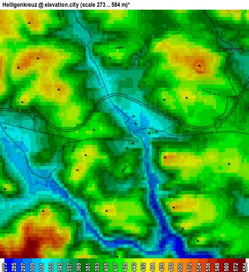 Heiligenkreuz elevation map