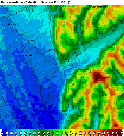 Hausmannstätten elevation map