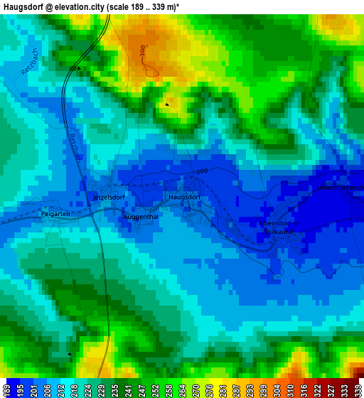 Haugsdorf elevation map