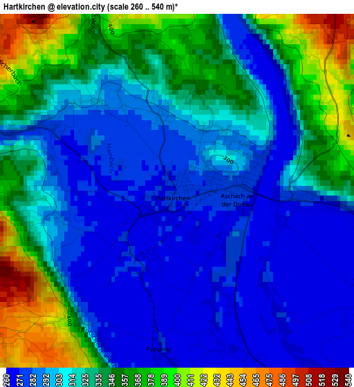 Hartkirchen elevation map