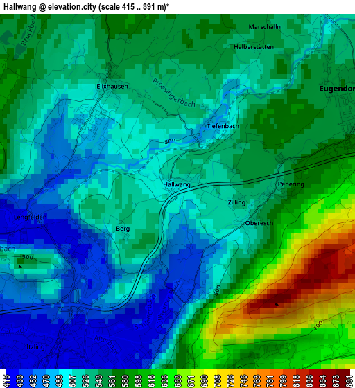 Hallwang elevation map