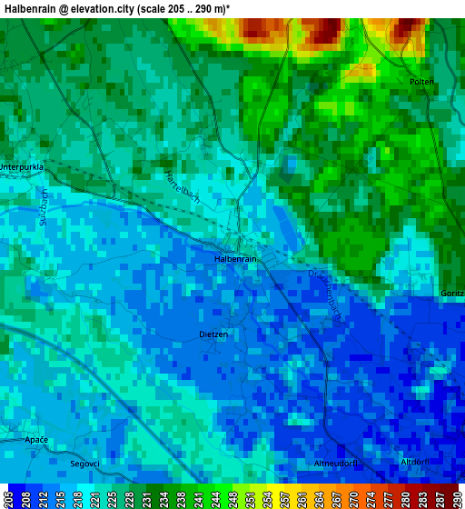 Halbenrain elevation map