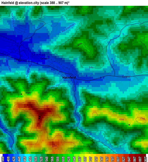 Hainfeld elevation map