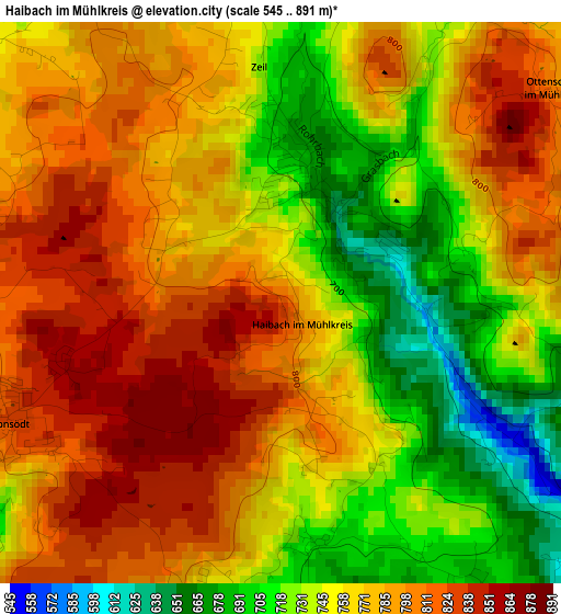 Haibach im Mühlkreis elevation map