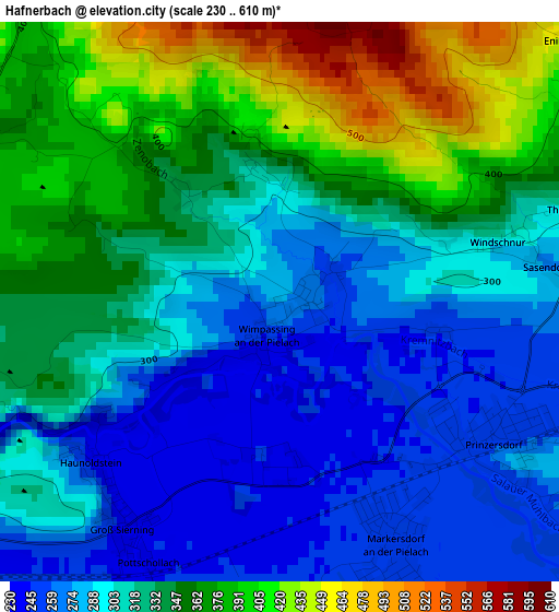 Hafnerbach elevation map