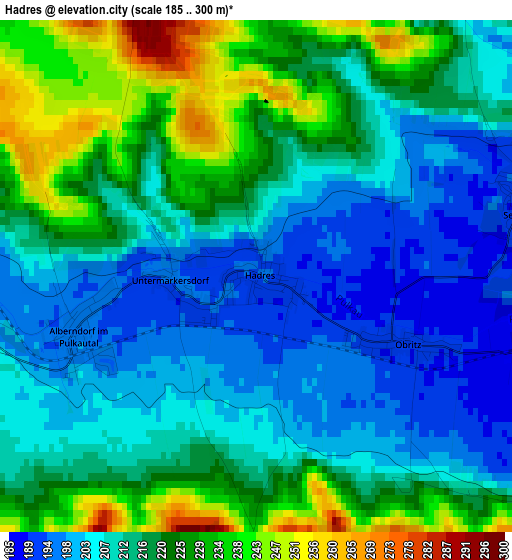 Hadres elevation map