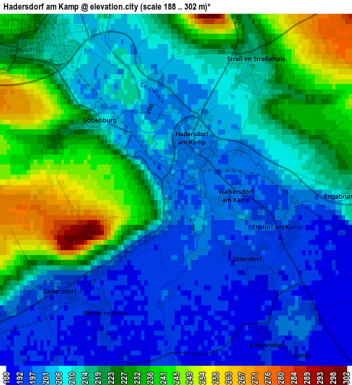 Hadersdorf am Kamp elevation map