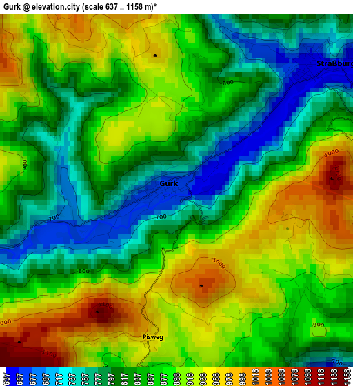 Gurk elevation map