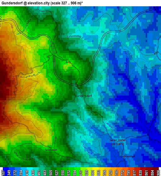 Gundersdorf elevation map