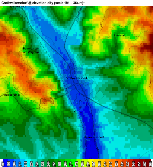 Großweikersdorf elevation map