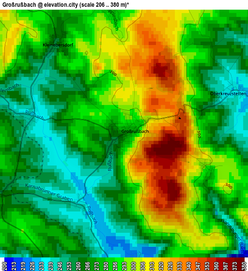 Großrußbach elevation map