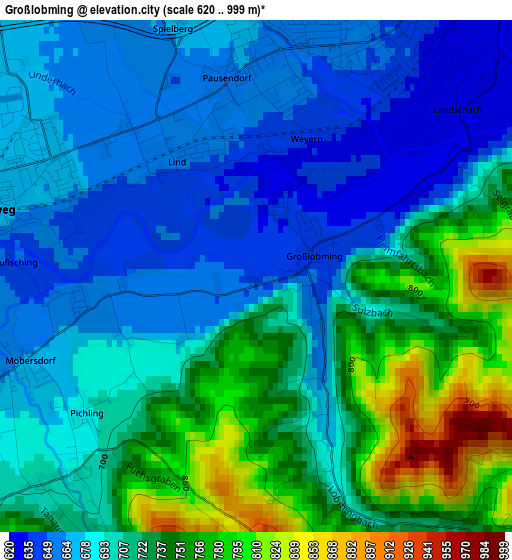 Großlobming elevation map