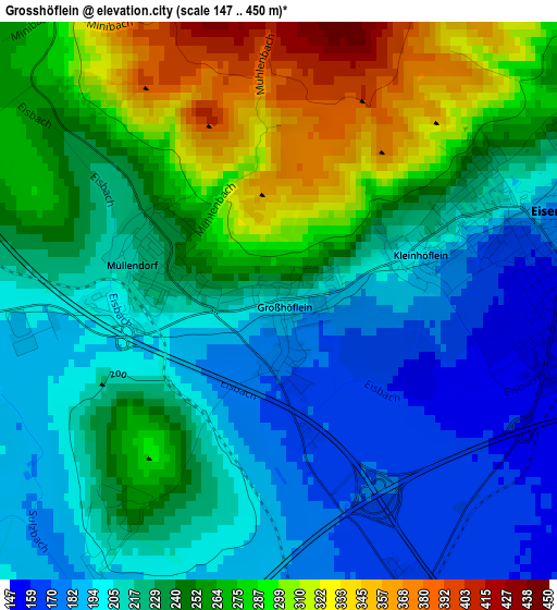 Grosshöflein elevation map