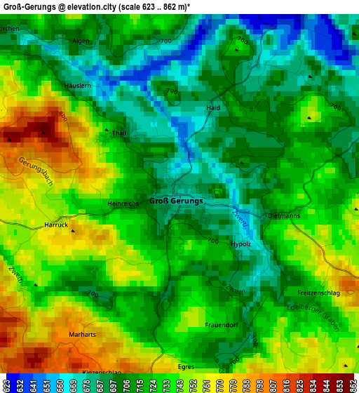 Groß-Gerungs elevation map