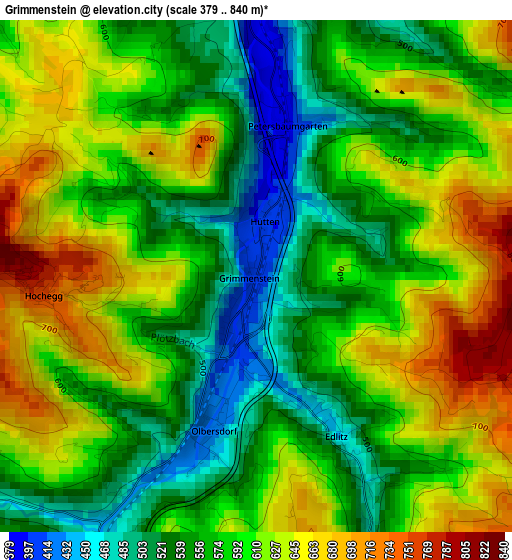 Grimmenstein elevation map